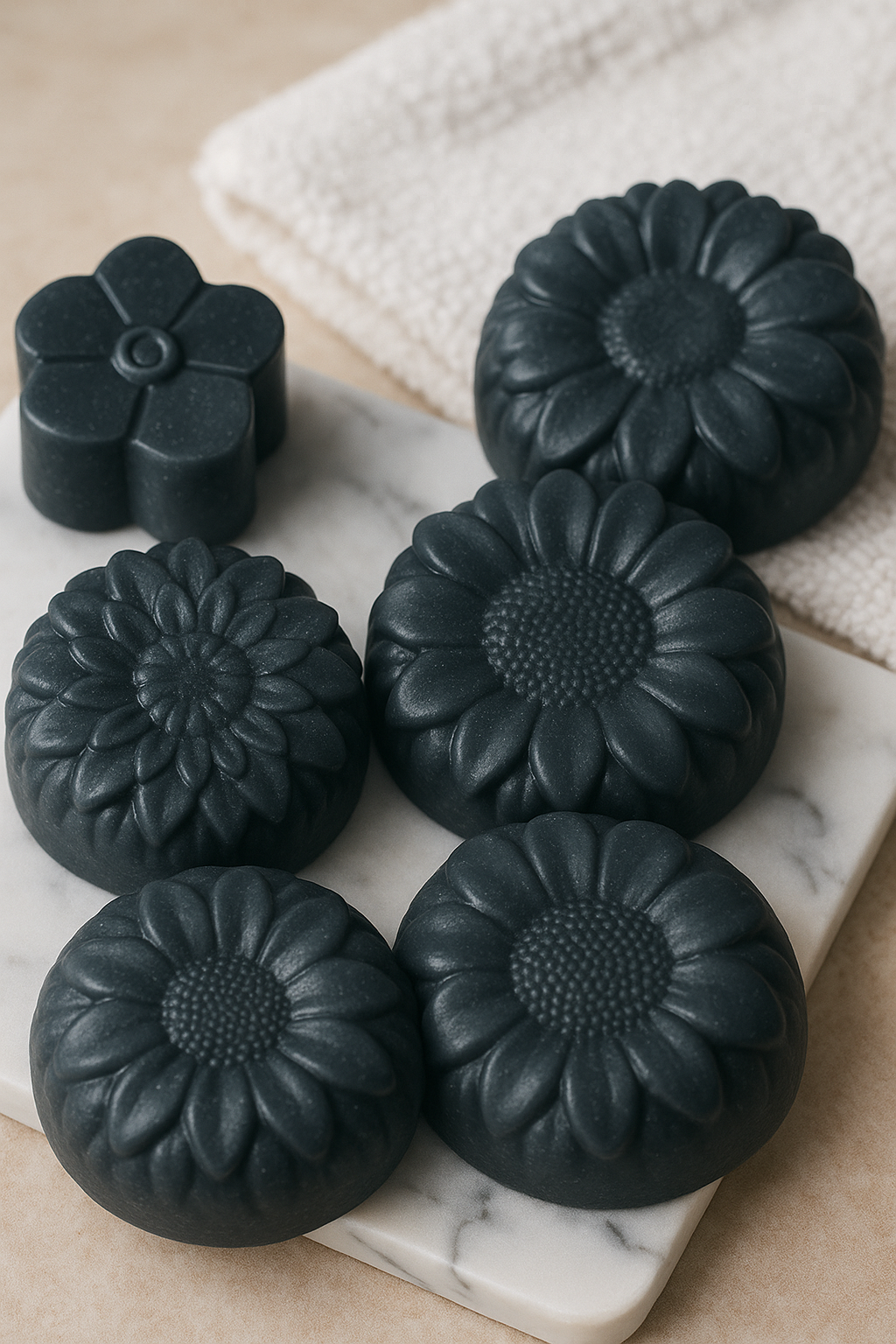 Scented 4oz Black Coco Charcoal Shea Goats' Milk Soap (2 Flower Edition)